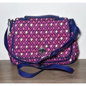 Vera Bradley Turnlock Crossbody Bag Katalina Pink Diamonds Pattern